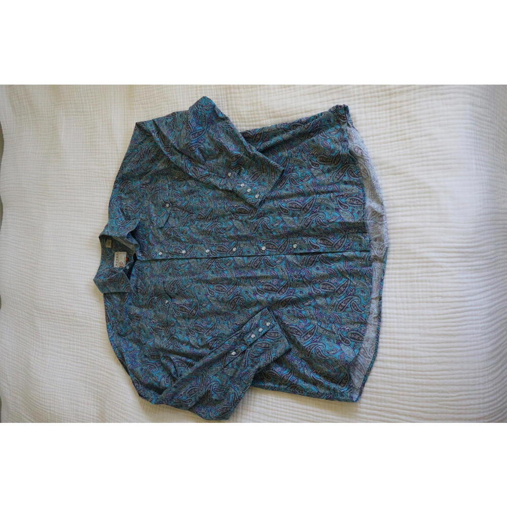 Roper Teal and Navy Paisley Button-Down Shirt
